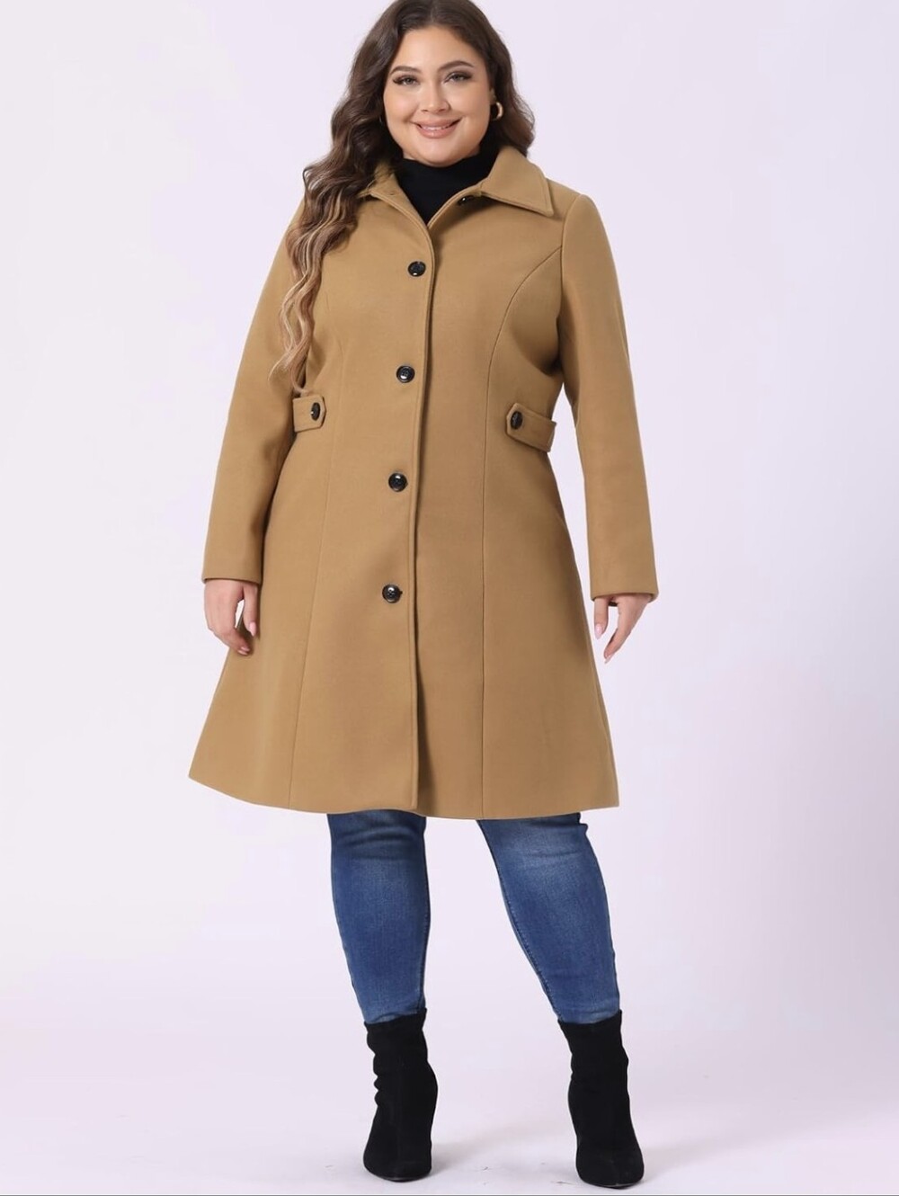 Classic Camel Single-Breasted Coat Sz.2X NWT Agnes Orinda